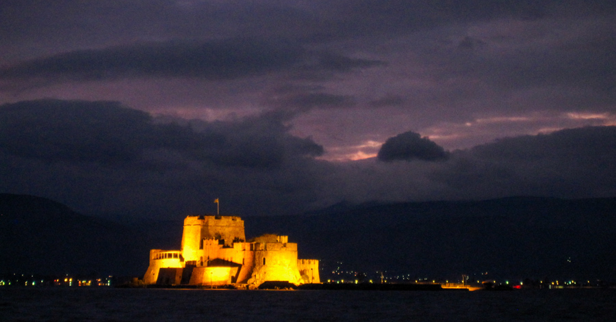 Naflpio Harbor by Night