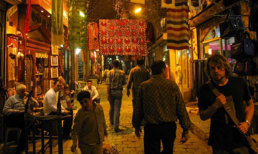 Aleppo Old Town Market at Night